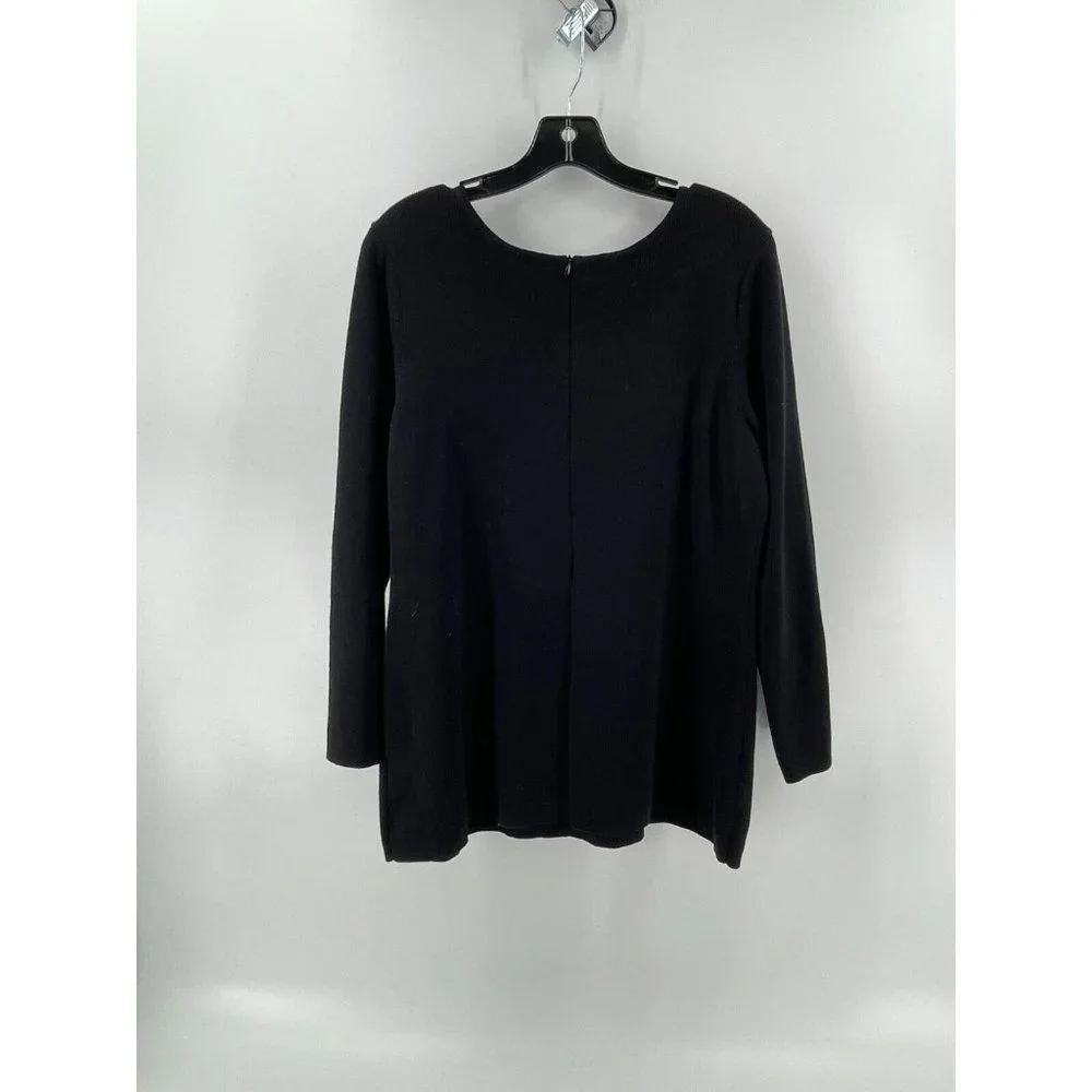 Nic + Zoe Women's Petite Black Long Sleeve Rhinestones Zip Knit Sweater Size PL - Picture 3 of 12
